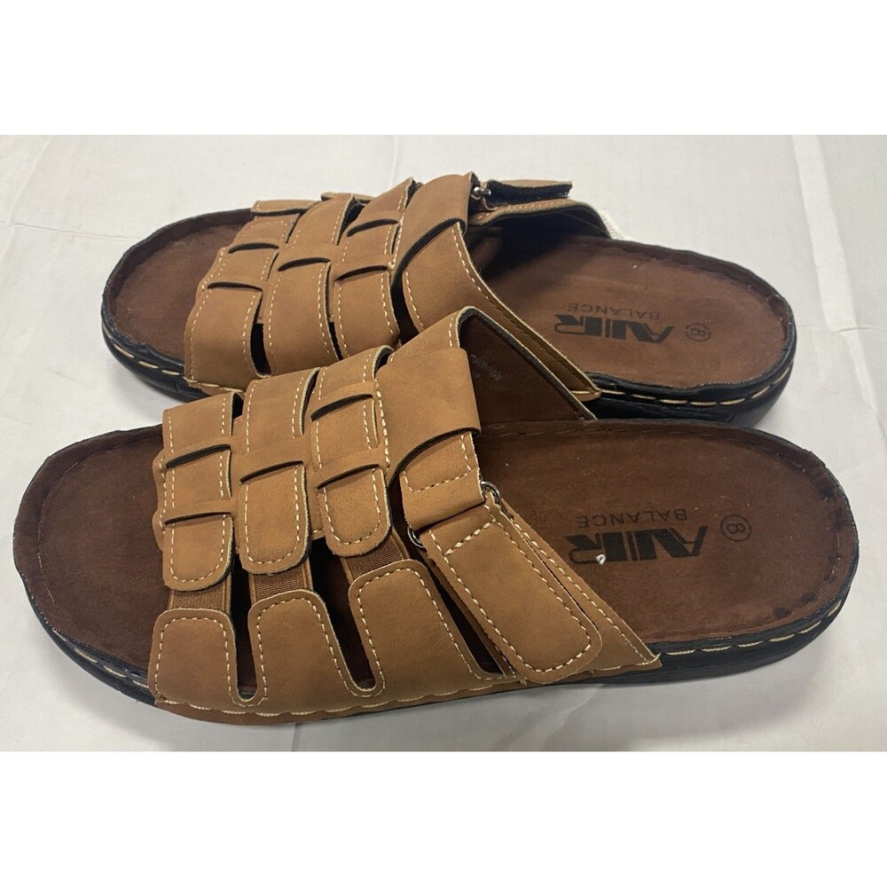 Air Balance Faux Leather Flip Flops Slide Men’s Size 8 Beach Shoe Sandals